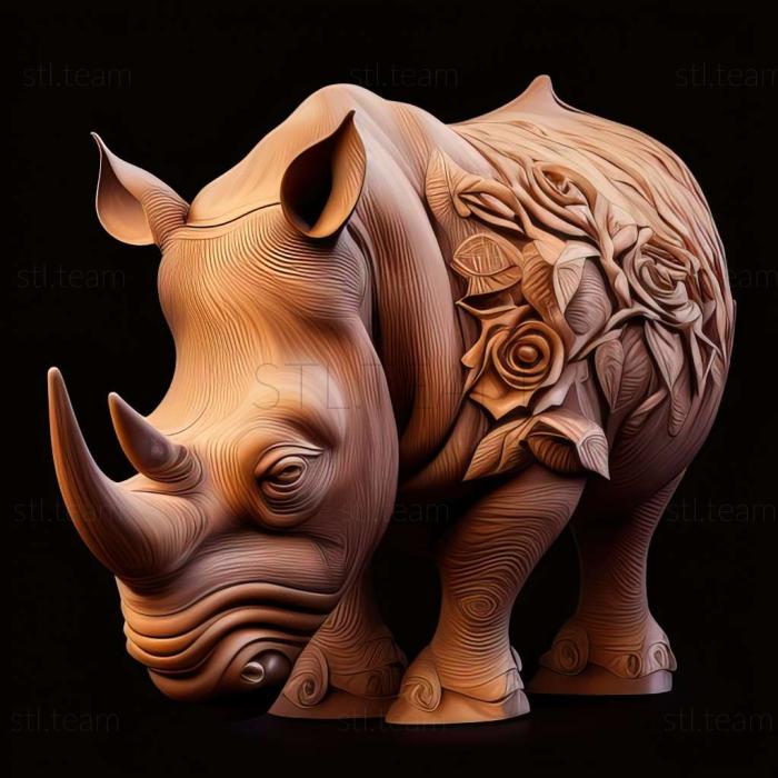 3D model rhinocerose ooks out of fram (STL)